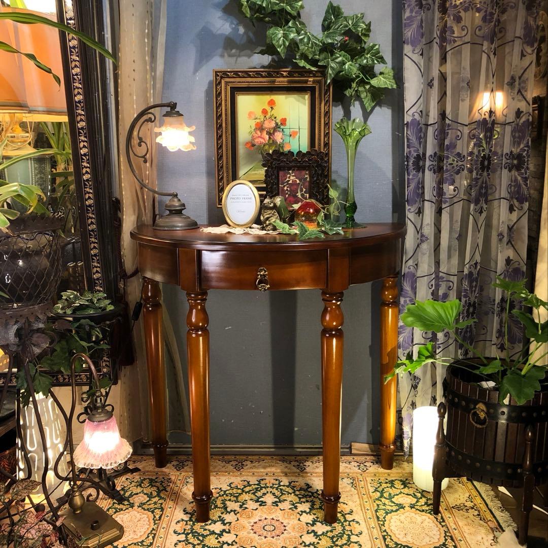 MMsale ヴィンテージ ハーフラウンドアクセントコンソールキャビネット