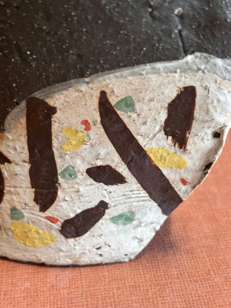 河井寛次郎作色絵草花文鶏形置物　森の一番鶏夜から朝へ　一品物