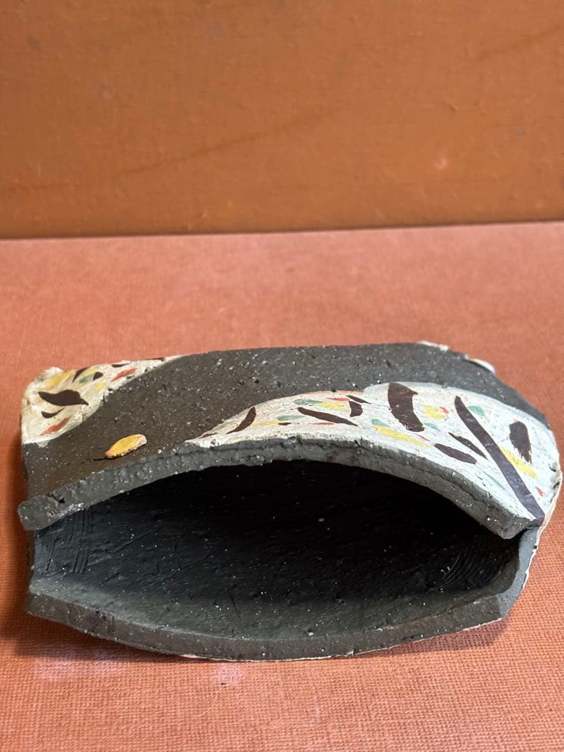 河井寛次郎作色絵草花文鶏形置物　森の一番鶏夜から朝へ　一品物