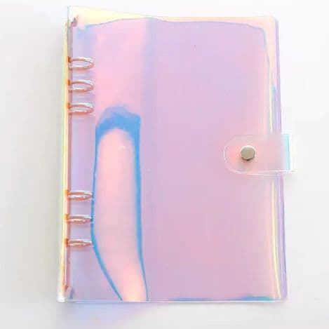 シール帳　虹色透明　A6　オーロラ　20枚の白剥離紙付き