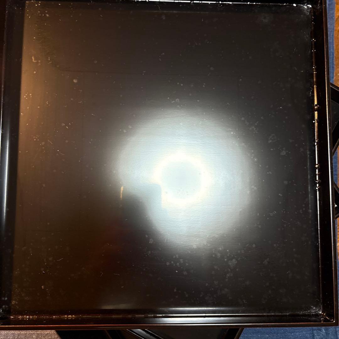 黒塗　懐石膳　折敷膳　専用箱付き。 黒い木製茶道具　盆5客セット