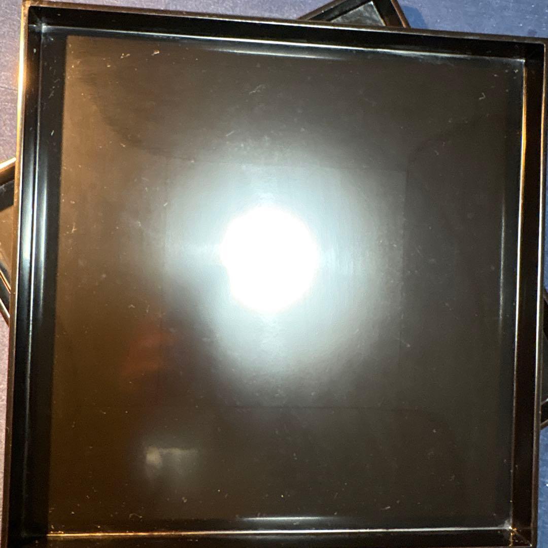 黒塗　懐石膳　折敷膳　専用箱付き。 黒い木製茶道具　盆5客セット