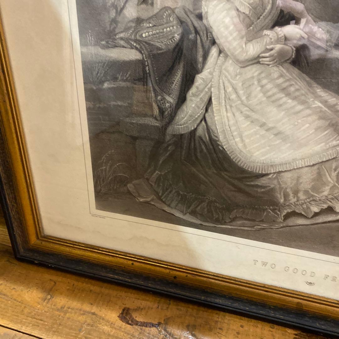 犬と親子/TWO GOOD FRIENDS 額入り　リトグラフ