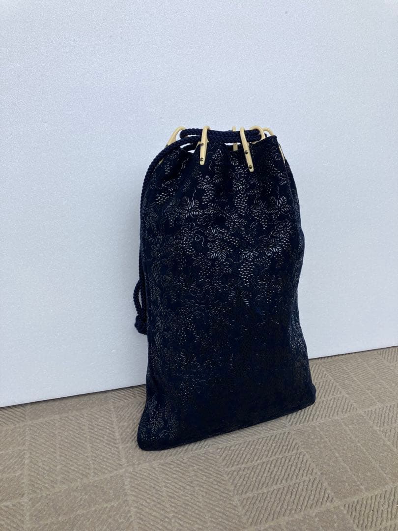 印傳屋　印伝ぶどう柄　合切袋　巾着