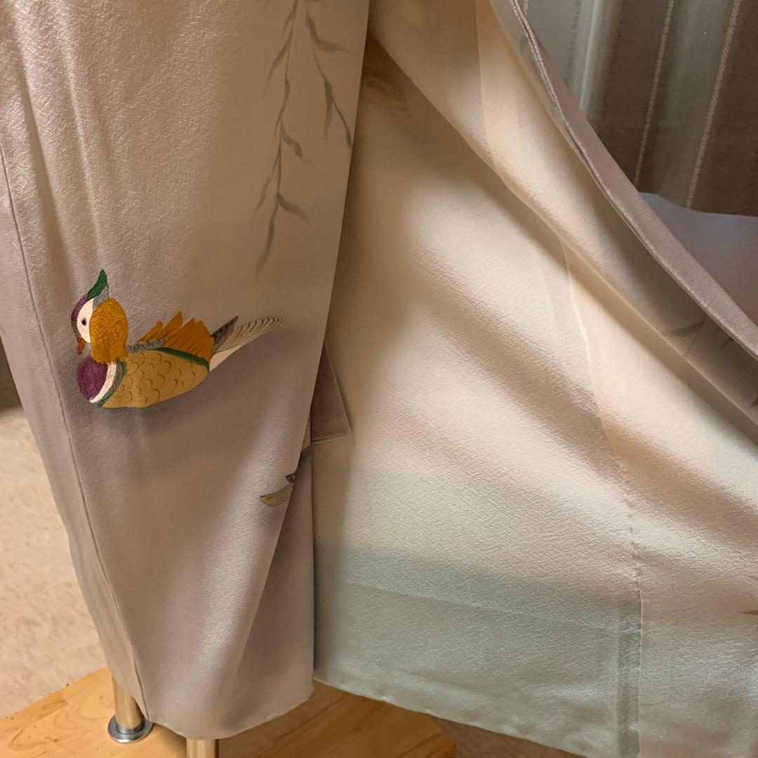 ch様極美品★奄美大島紬★泥染訪問着 ☆鴛鴦グレー入学式セレモニー