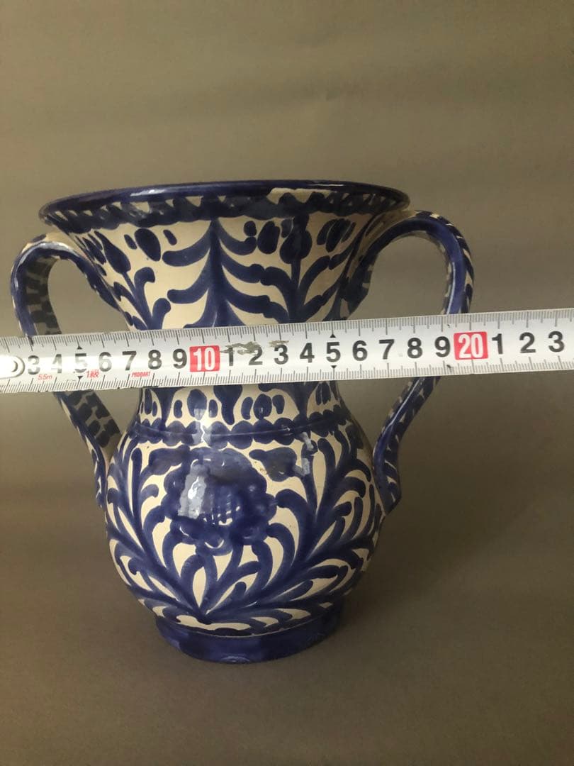 スペイン陶器　グラナダ両手付き花瓶