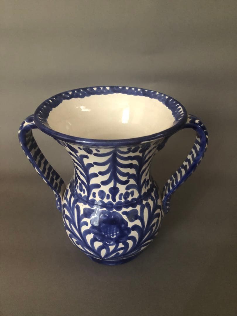 スペイン陶器　グラナダ両手付き花瓶