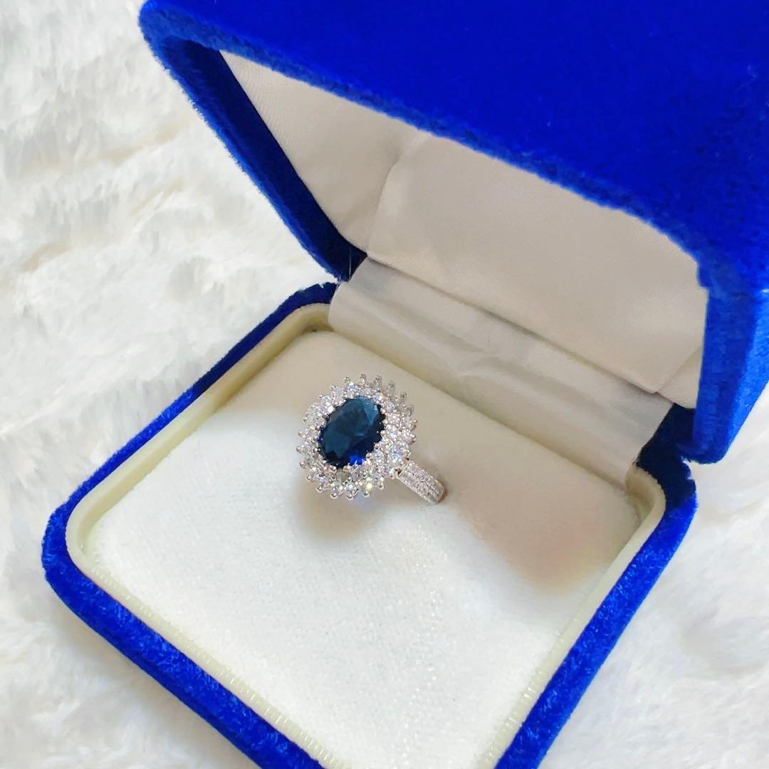 スリランカ産ブルーサファイアのシルバーリング　9号