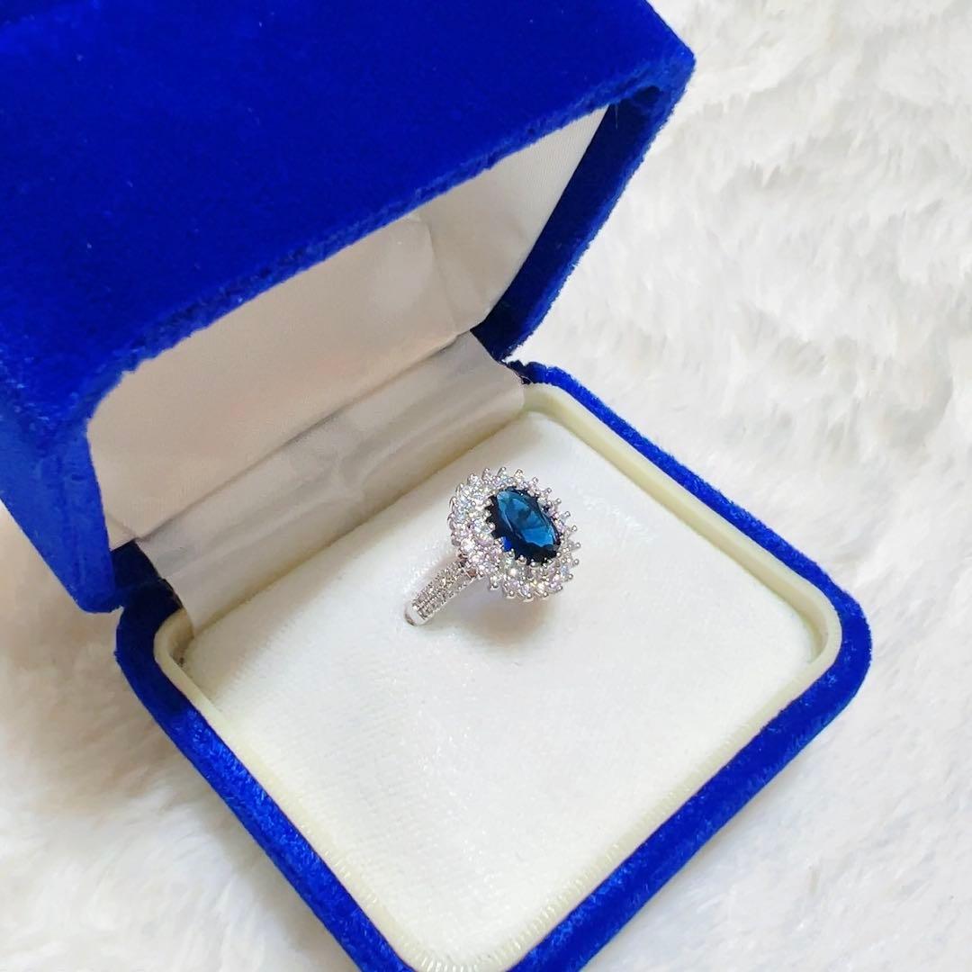 スリランカ産ブルーサファイアのシルバーリング　9号