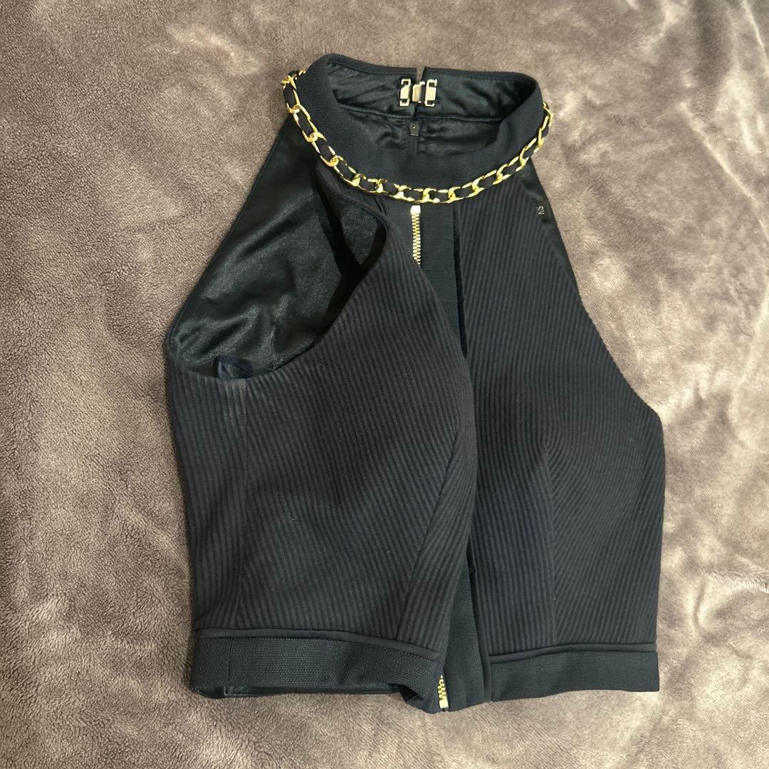 フロントジッパー ニット タイト キャバドレス セットアップ ローブドフルール