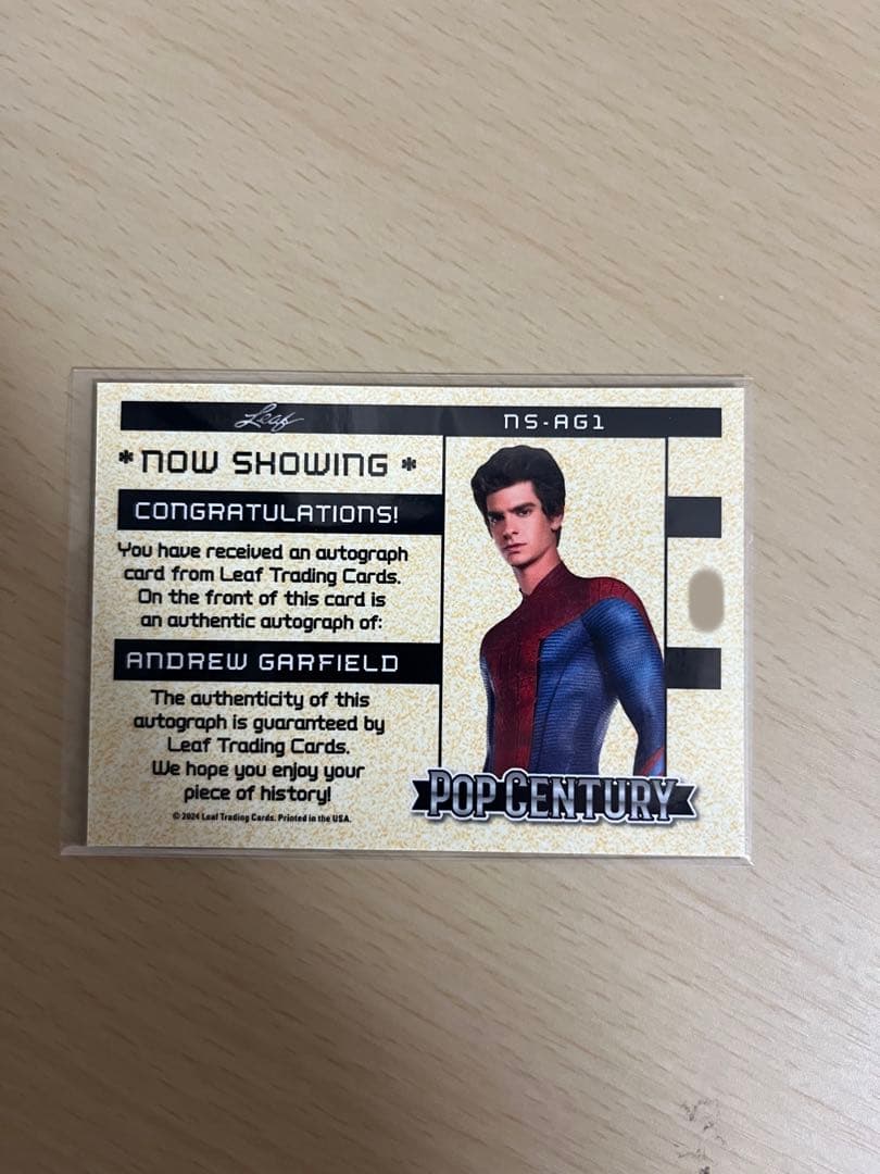 アンドリューガーフィールド 直筆サイン MARVEL LEAF マーベル