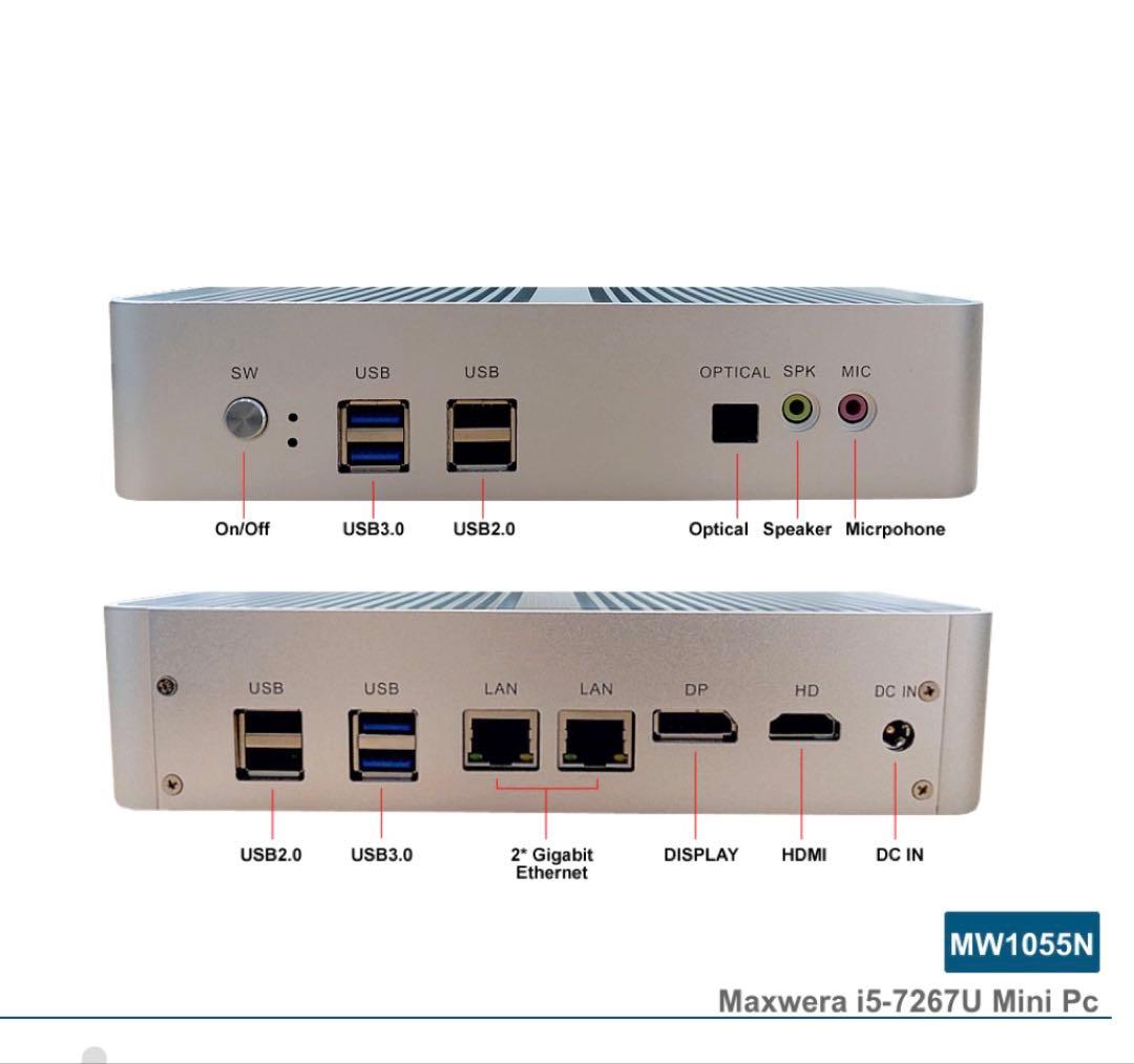 ファンレスMini PC i5-7267U 4GB SSD256GB