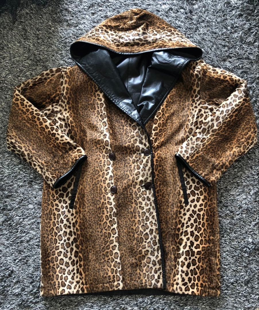 90sリバーシブルレザーレオパードジャケットヴィンテージ Y2K archive