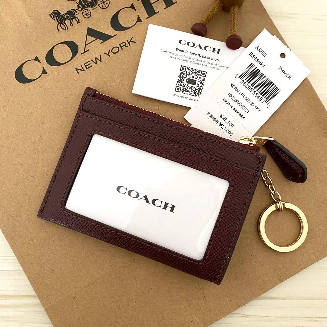 新品 COACH ケース ボルドー レッド 小銭入れ財布