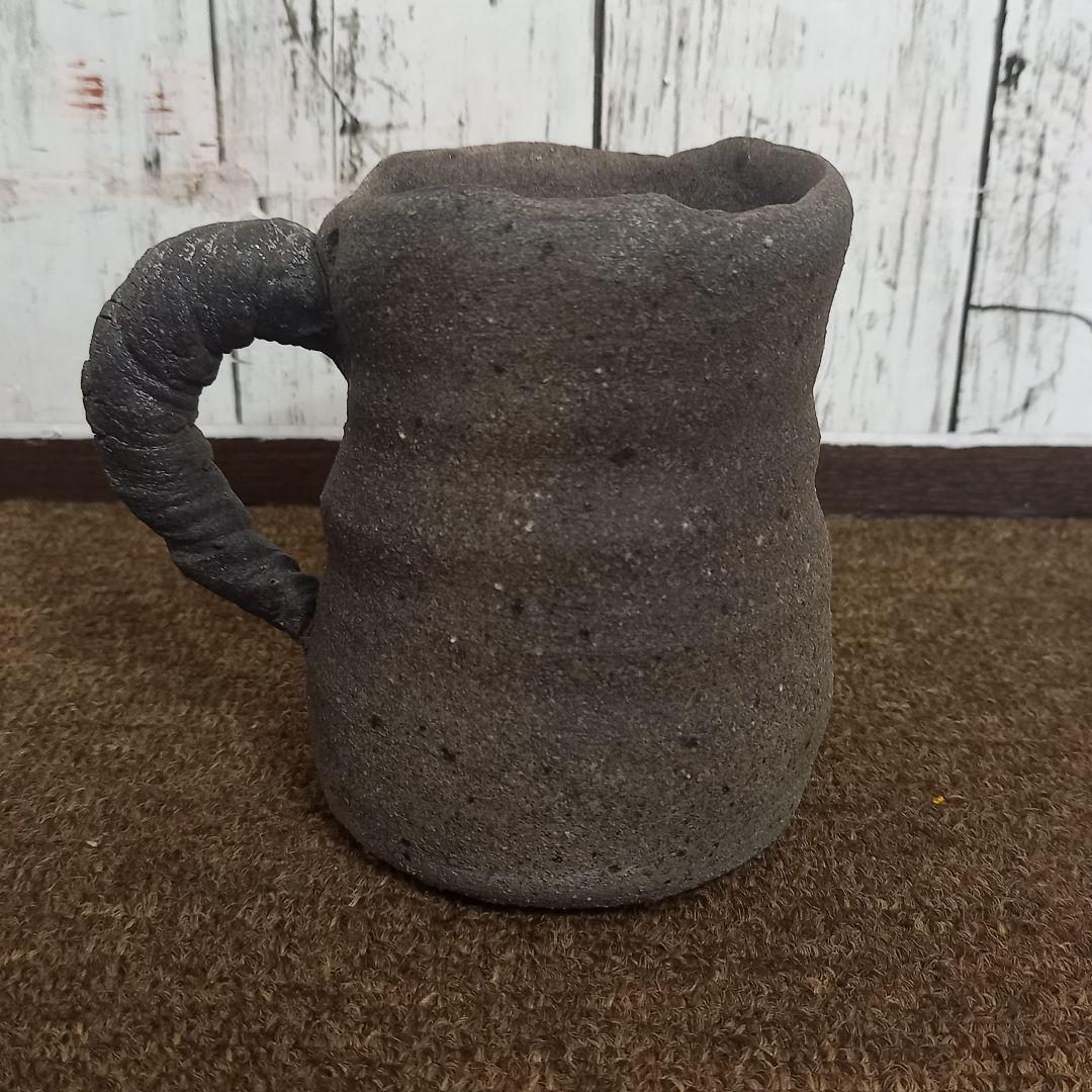 珠洲古窯 燻べ焼 ジョッキ 2客 ペア 中山達磨 栞付 未使用 木箱付き