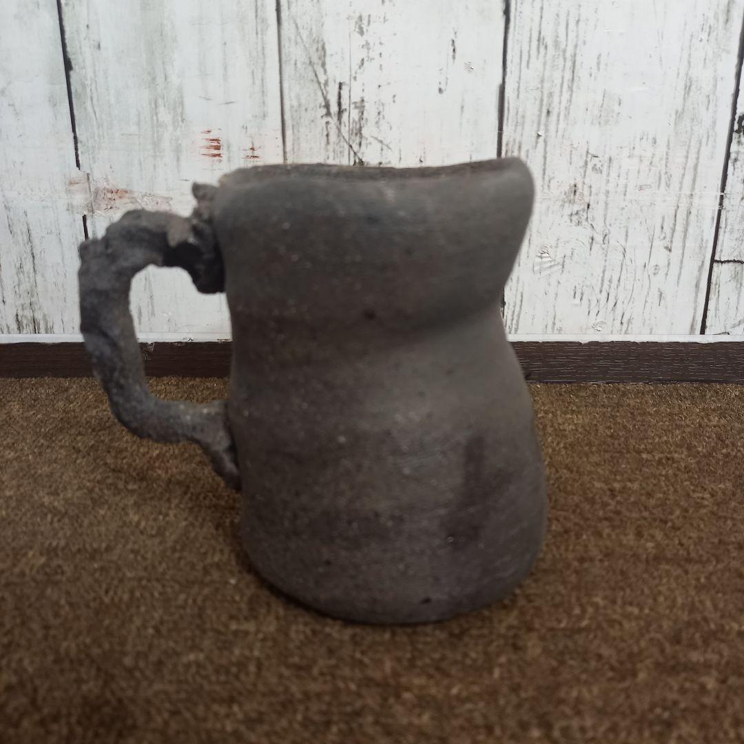 珠洲古窯 燻べ焼 ジョッキ 2客 ペア 中山達磨 栞付 未使用 木箱付き