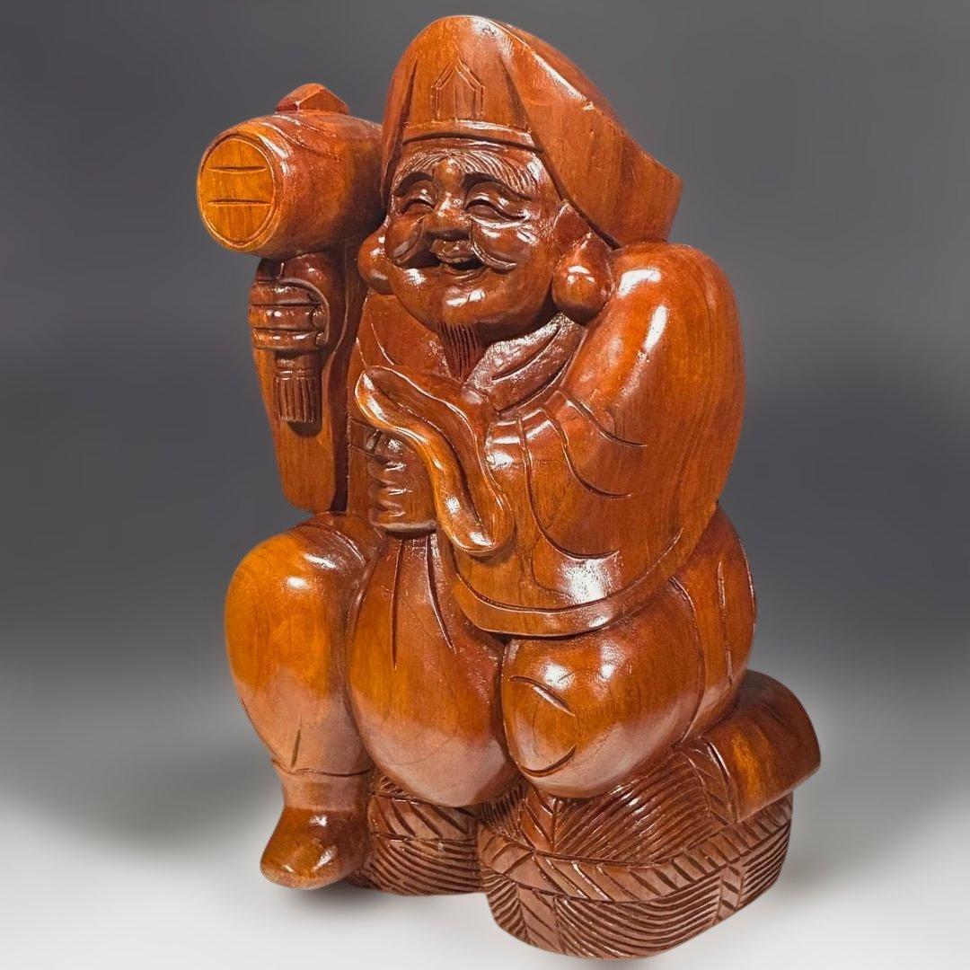 【木彫一刀彫】商売繁盛 『大黒天』単品 高さ45cm 置物