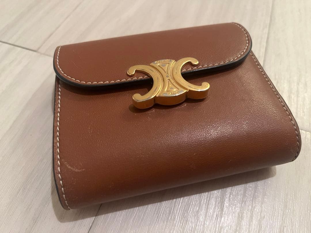 CELINE トリオンフ スモールフラップウォレット 三つ折り ブラウン