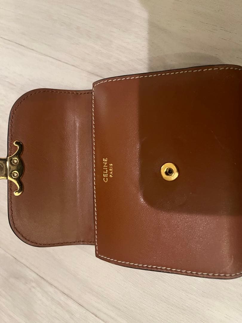 CELINE トリオンフ スモールフラップウォレット 三つ折り ブラウン