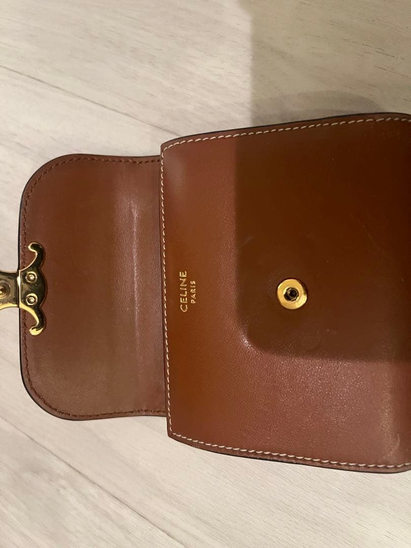 CELINE トリオンフ スモールフラップウォレット 三つ折り ブラウン
