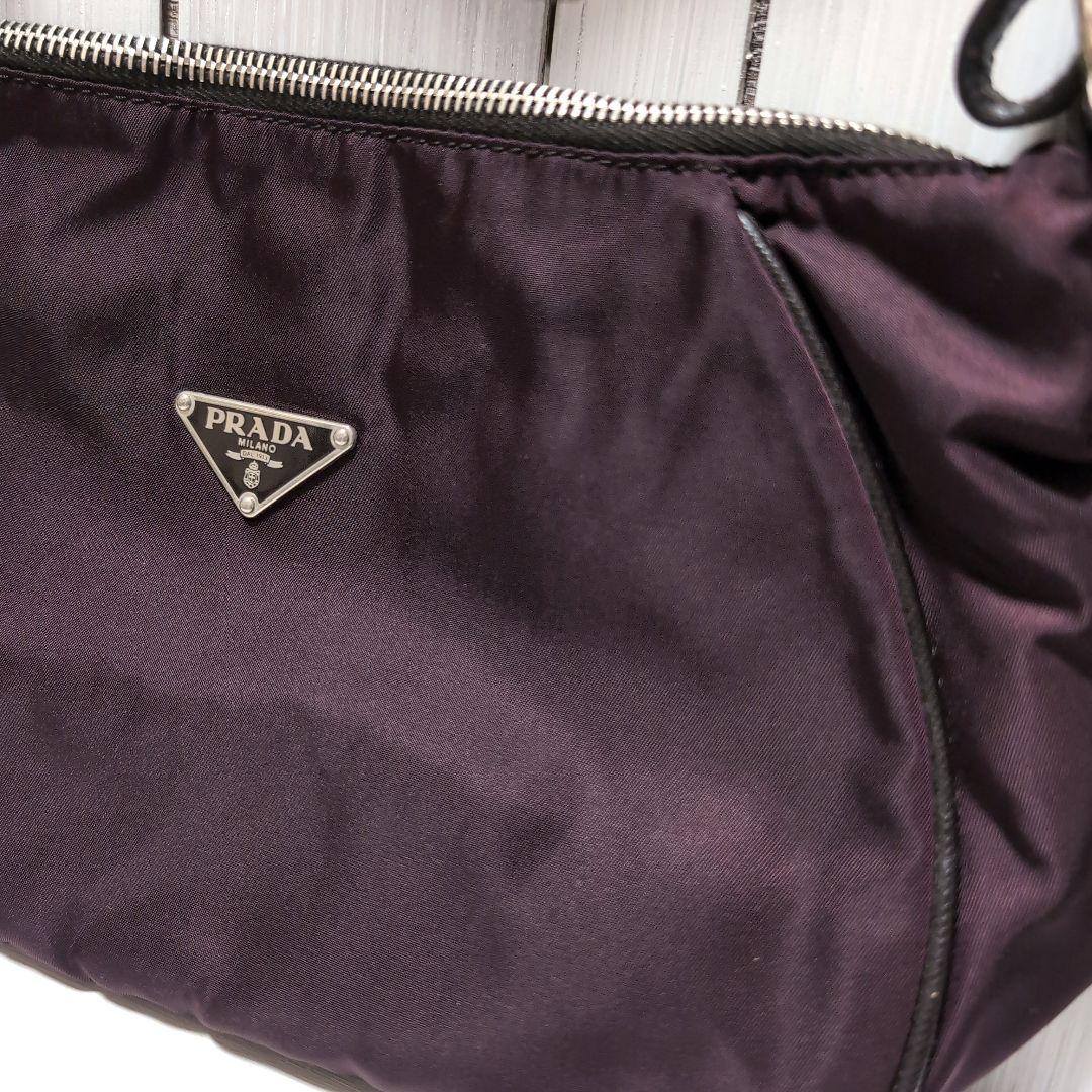 【専用ページ】　プラダ ＢＲ2806 ロゴプレート ハンドバッグ 　【パープル】