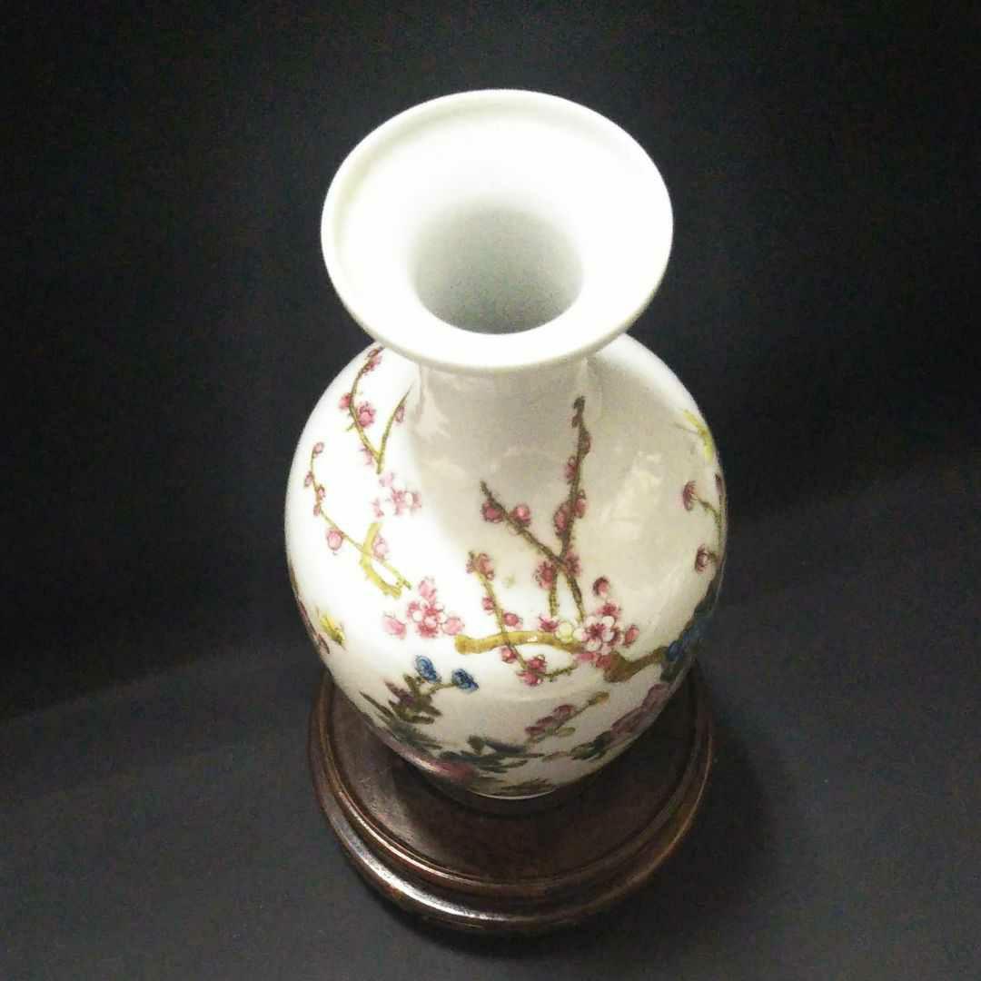 ※中国古美術/粉彩梅花牡丹紋瓶/(擁正年製)