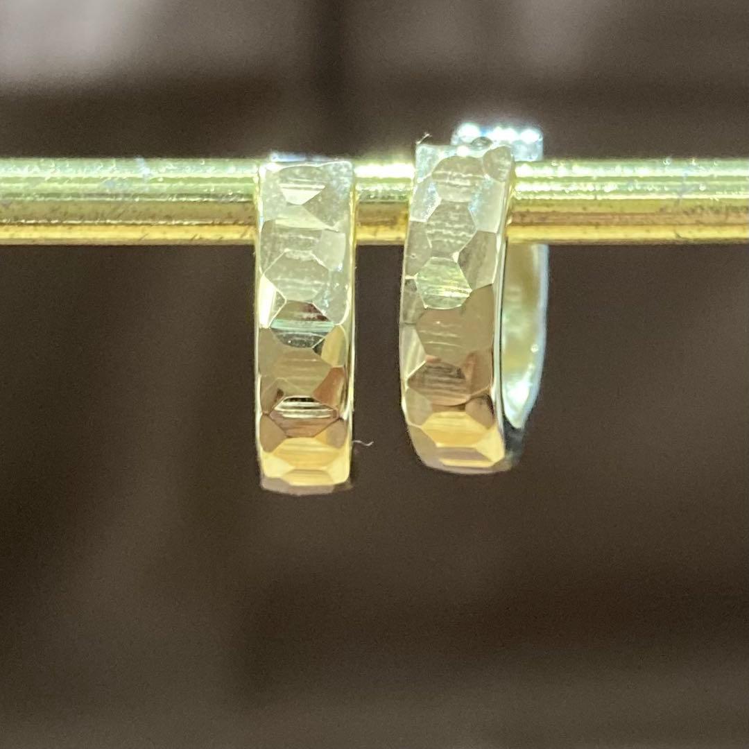 【新品未使用】k10YG k10WG リバーシブル　フープ中折れ式　ピアス