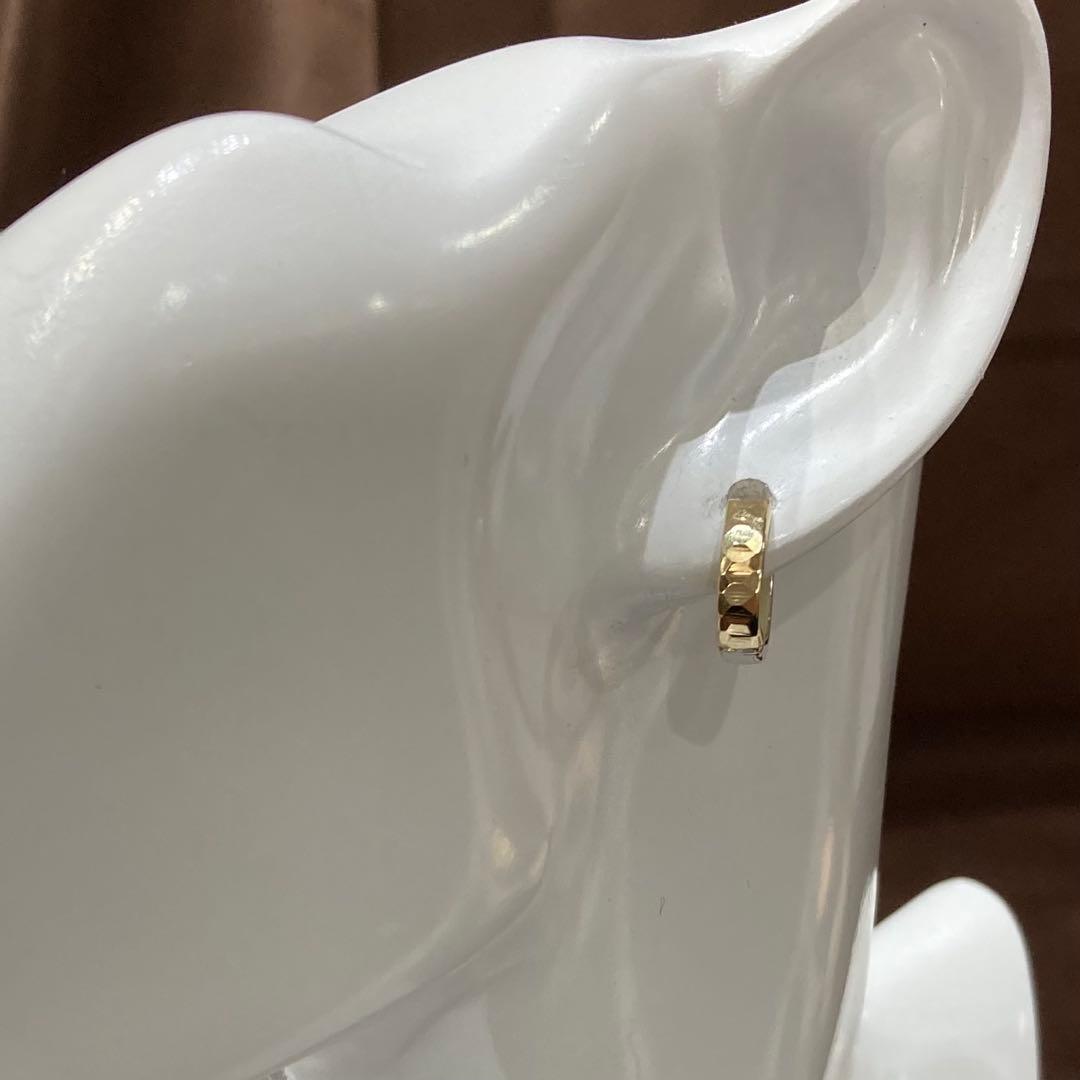 【新品未使用】k10YG k10WG リバーシブル　フープ中折れ式　ピアス