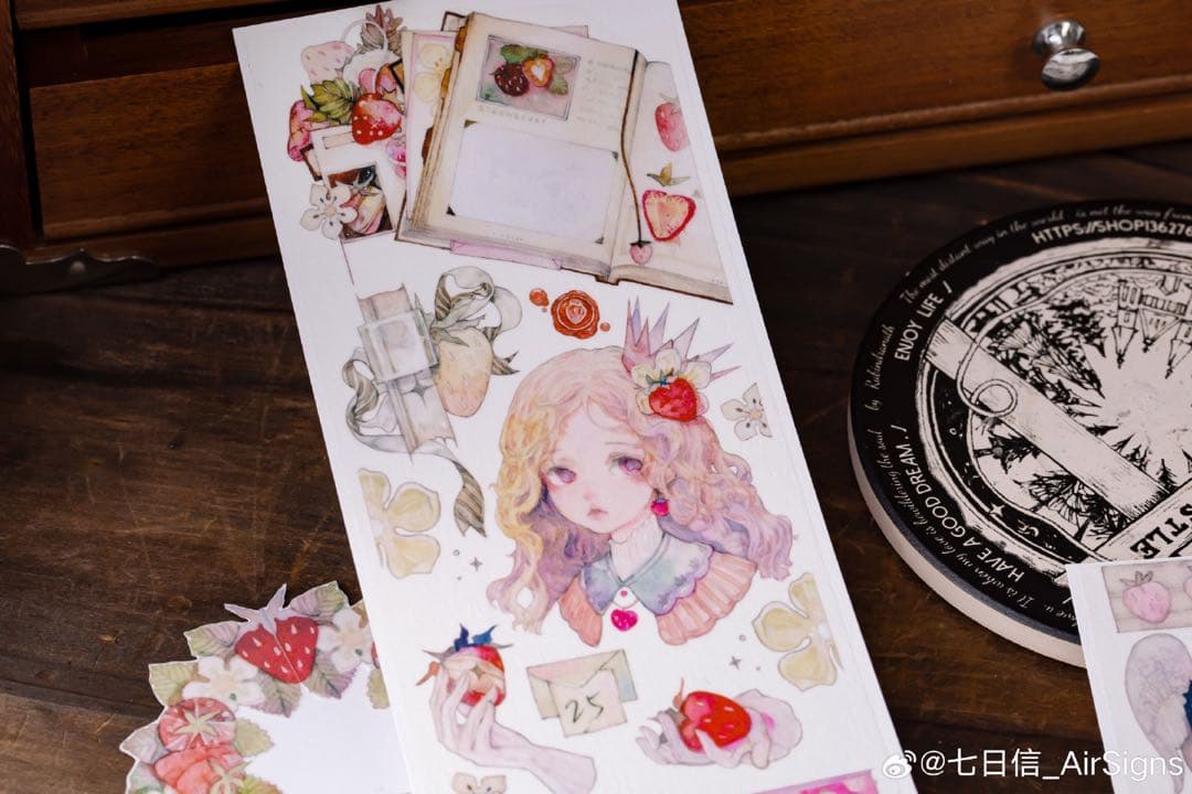 海外マスキングテープ 巻き売り No.240 人物 女の子 いちご 七日信