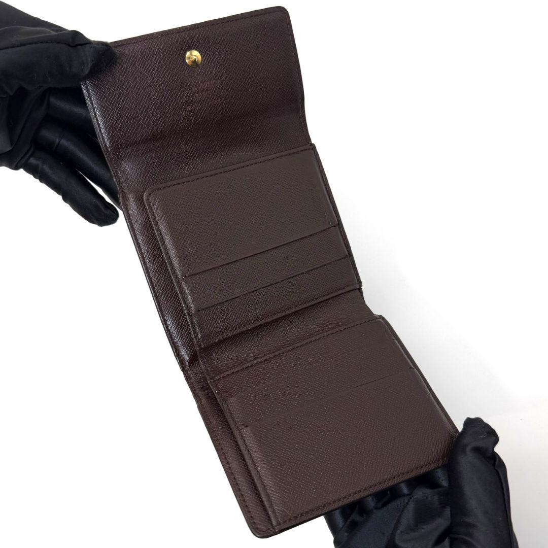 良品 ルイヴィトン ダミエ エベヌ ポルトモネ ビエ カルトクレディ 財布 W