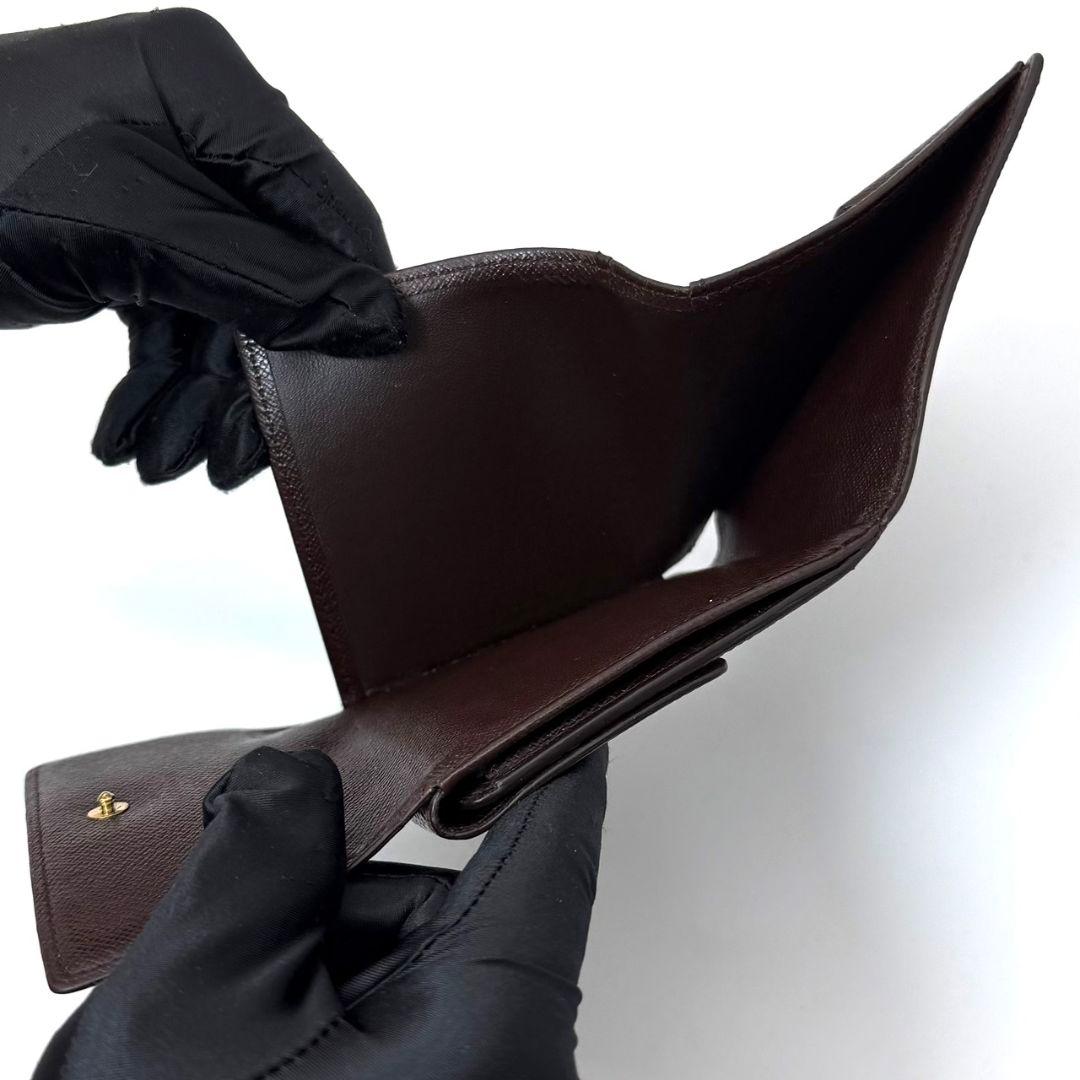 良品 ルイヴィトン ダミエ エベヌ ポルトモネ ビエ カルトクレディ 財布 W