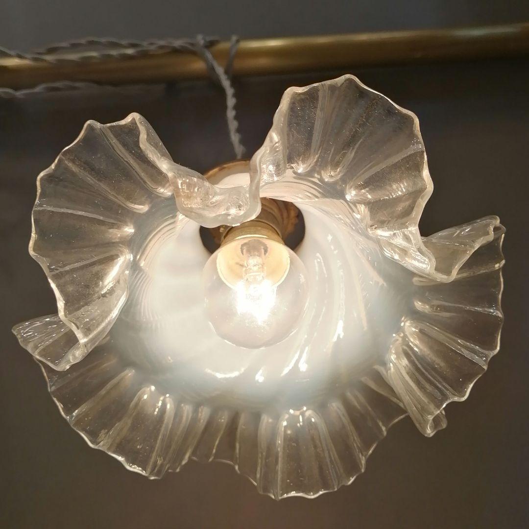 【希少】 ガラス製 ランプシェード フレンチ アンティーク オパールセント