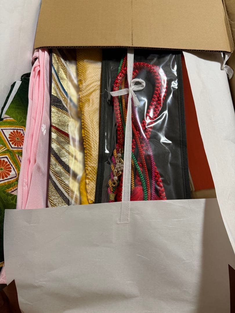 振袖　フルセット　成人式　正絹　緑　金　グリーン