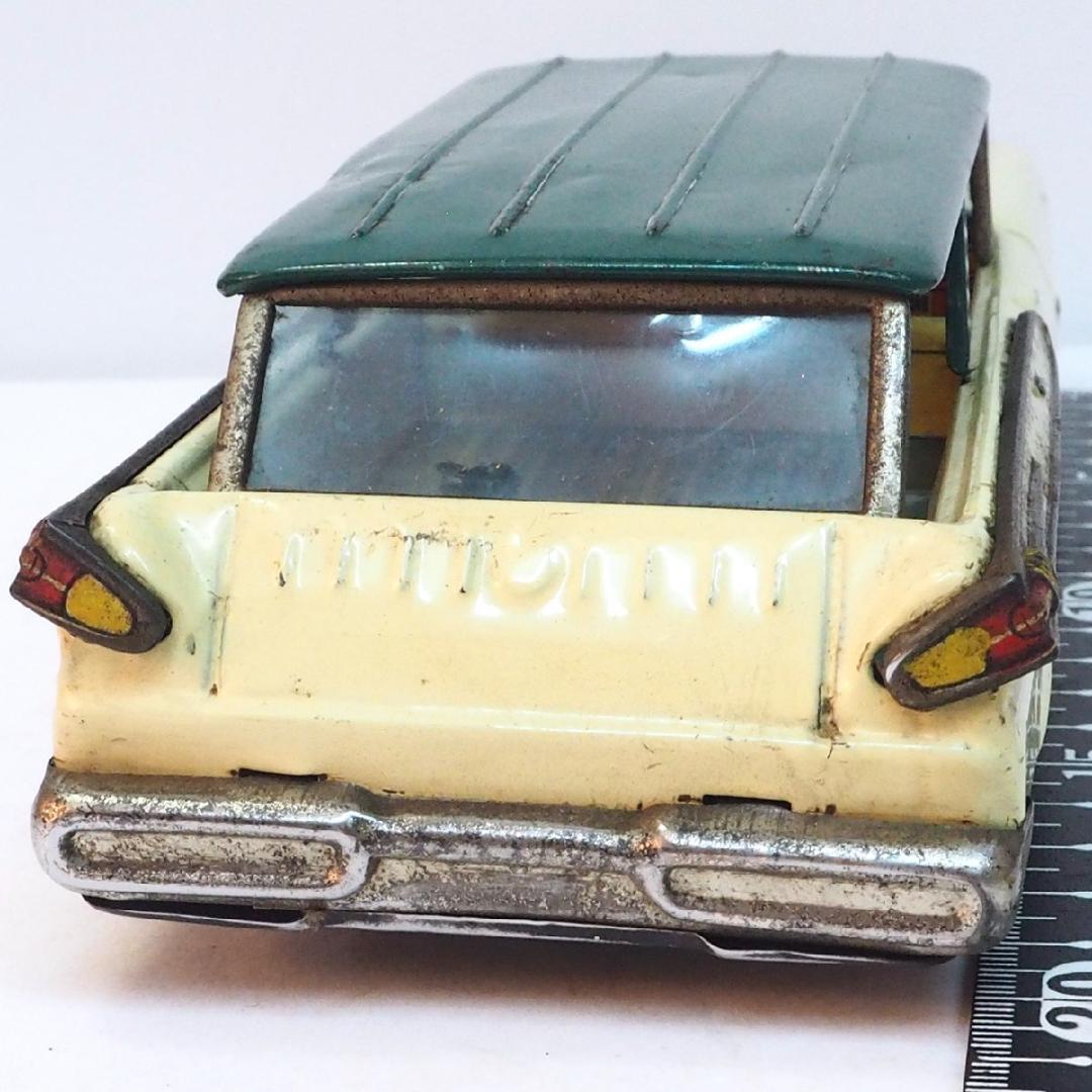 萬代屋  マーキュリー ワゴン白アイボリー右後輪欠tinブリキtoy car箱無