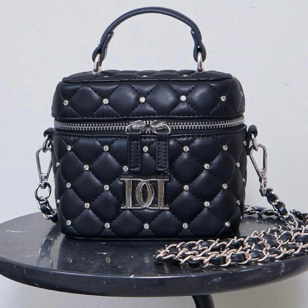 Darich キルティングビジュースクエアミニバッグ 黒