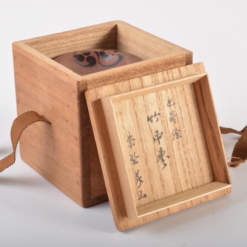 茶道具　竹器師　黒田宗博作　巴蒔絵　竹中棗　紫野　上田義山極め箱　V　6343