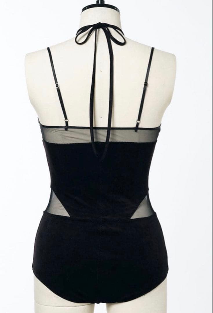 トップス fetico SHEER PANELED VELOUR BODYSUIT