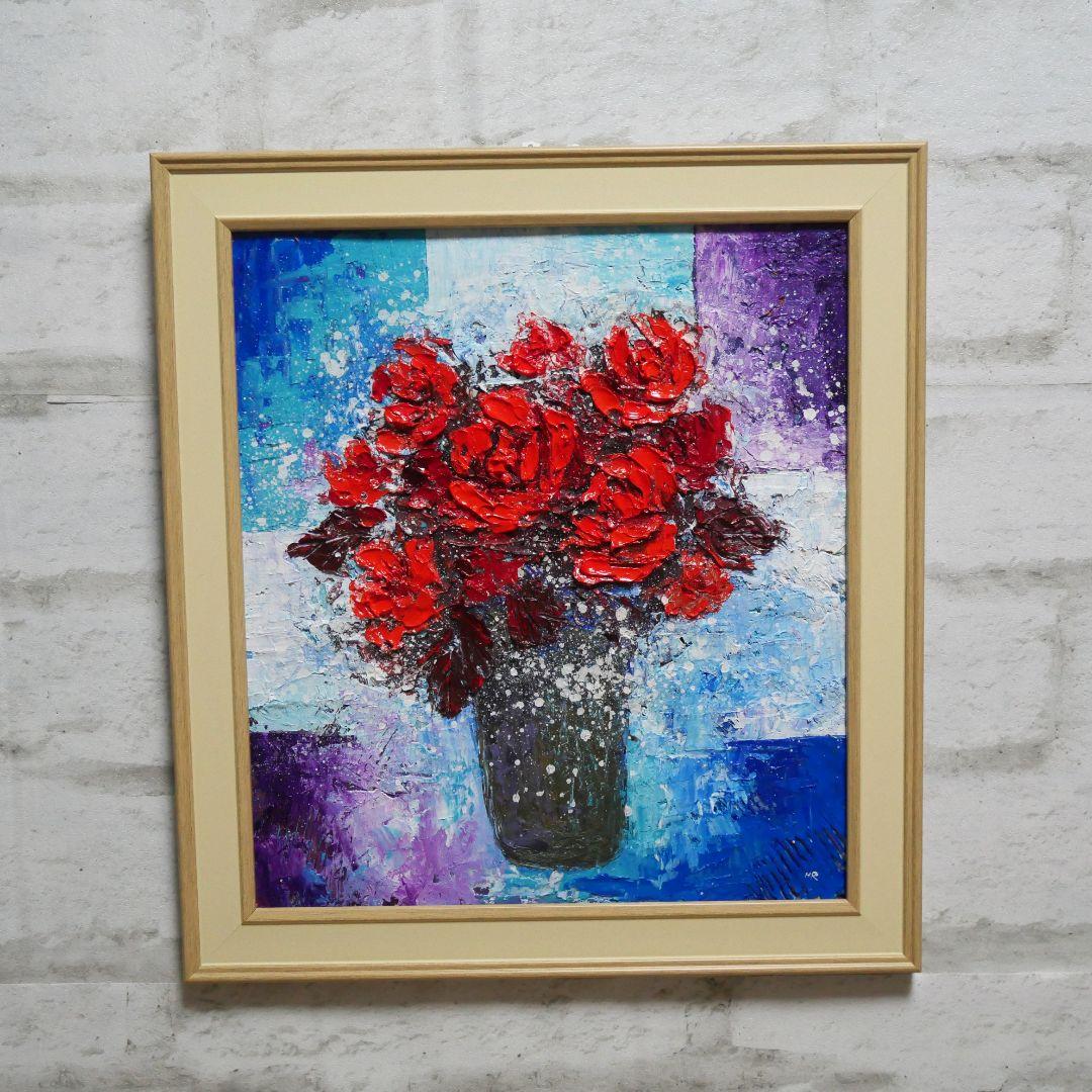 油絵 油彩 油彩画 絵画 絵 【Red rose】