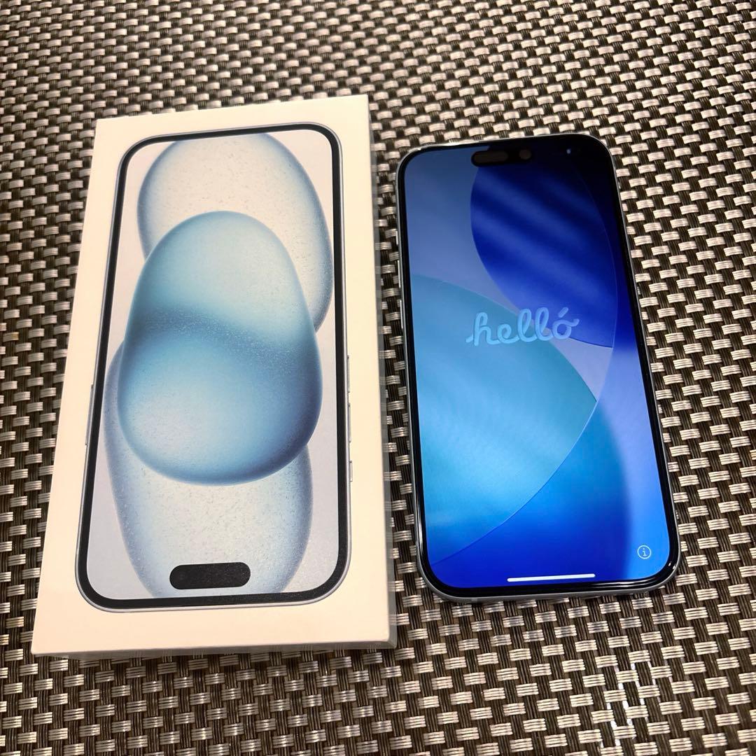 【美品】iPhone15 128GB 保証付き 最大容量100% ブルー