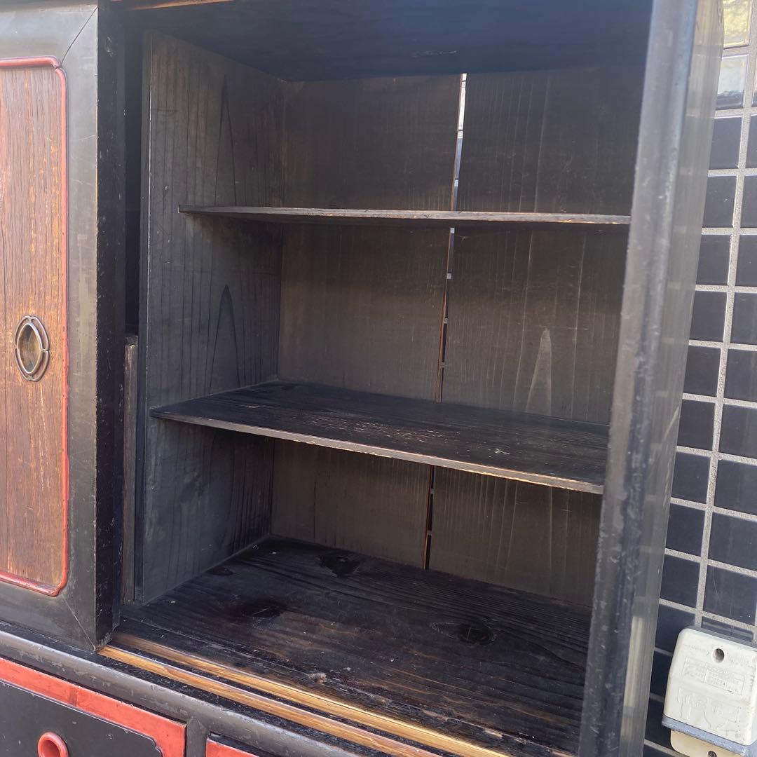 時代物 蒔絵 漆塗り飾り棚 骨董品 大正 大工 アンティーク家具 店舗什器