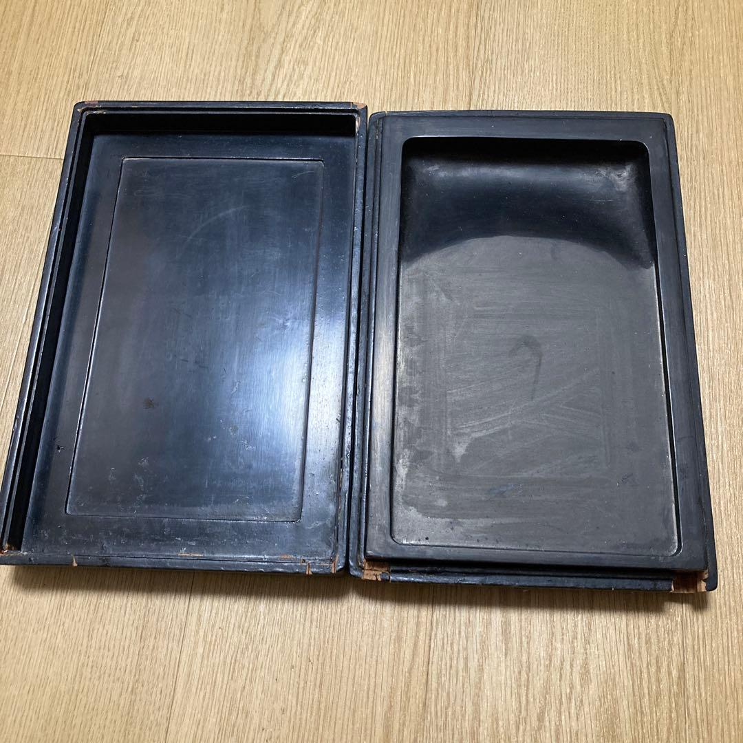 硯箱 黒 約33cm x 22㎝x 8㎝