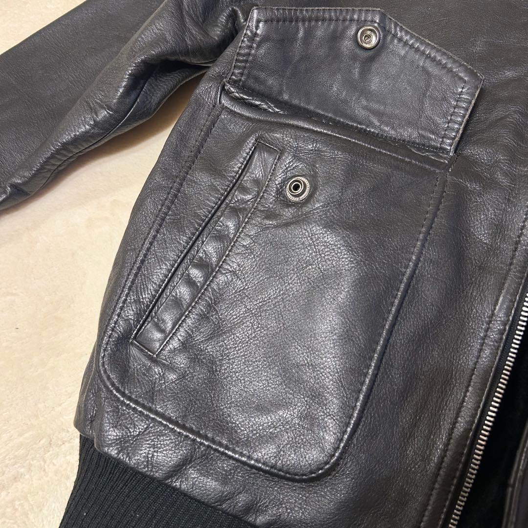 未使用級 vintage レザー G1 フライトジャケット MA-1 ファー