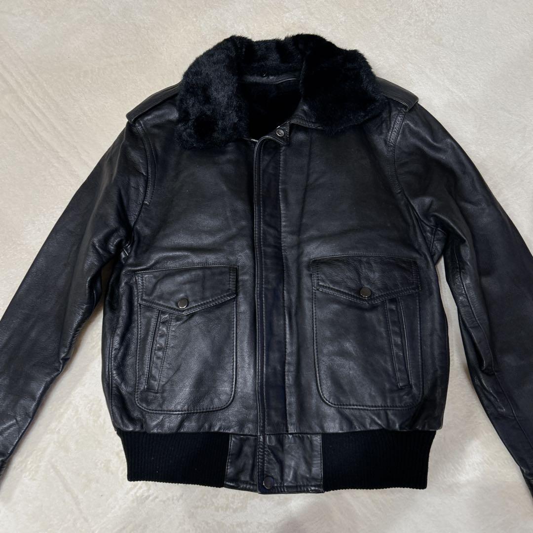 未使用級 vintage レザー G1 フライトジャケット MA-1 ファー