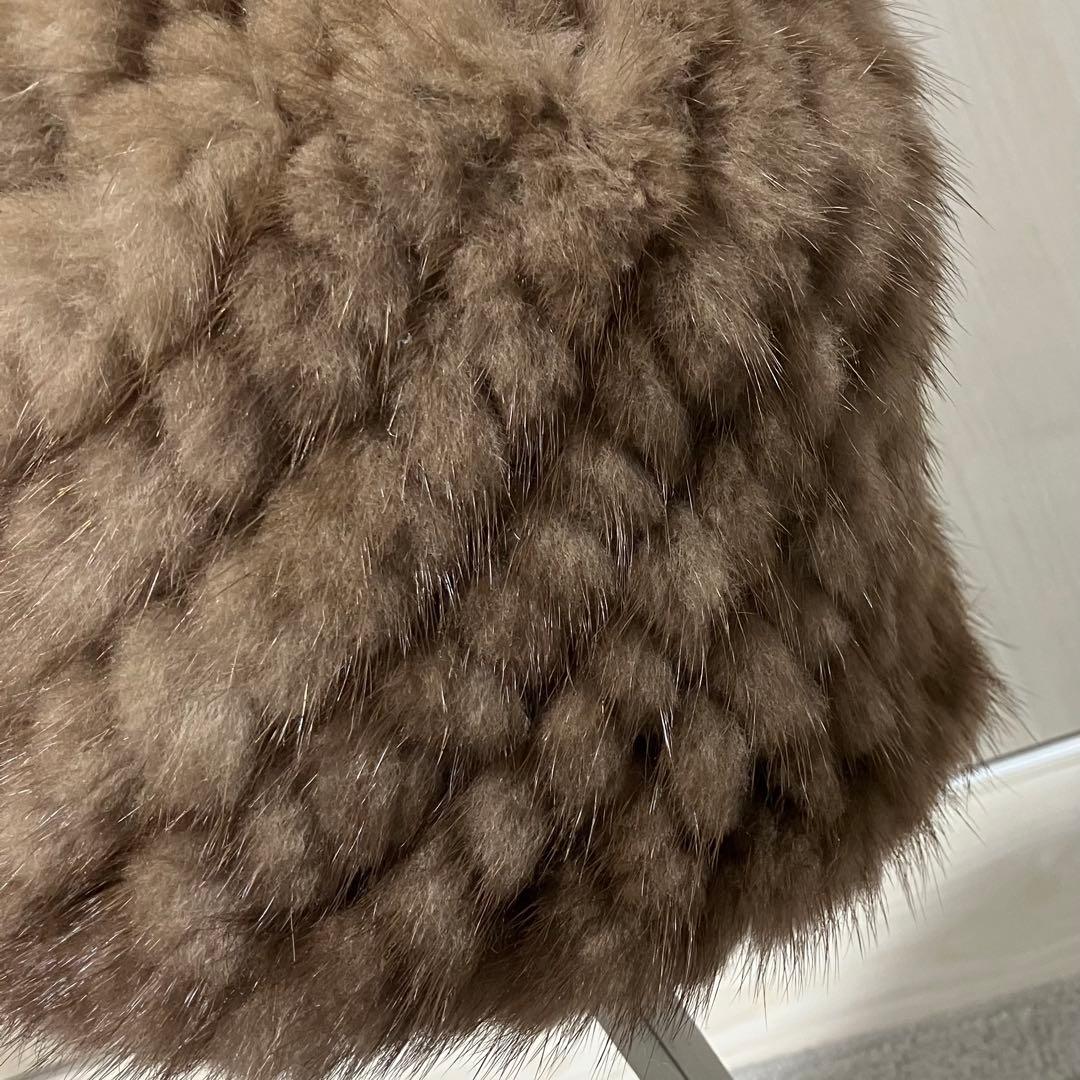 マックスマーラ［23AW］ミンク　フォックス　ニット帽　ぽんぽん　毛皮　ブラウン