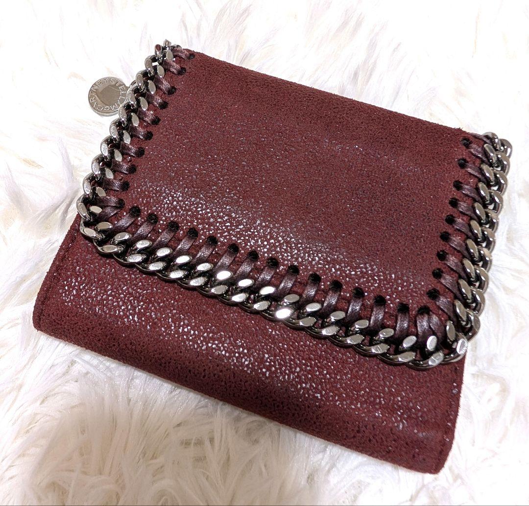 ステラマッカートニー♥️三つ折り財布ファラベラ チェーン 赤 バーガンディ