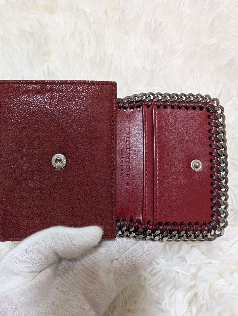 ステラマッカートニー♥️三つ折り財布ファラベラ チェーン 赤 バーガンディ