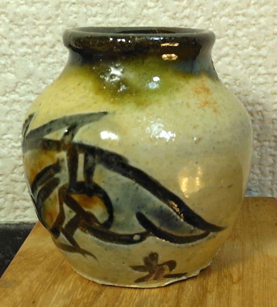 人間国宝 金城次郎 楊立(楊枝立）栞 共箱(本人書付）未使用美品 壷屋焼 壺屋焼