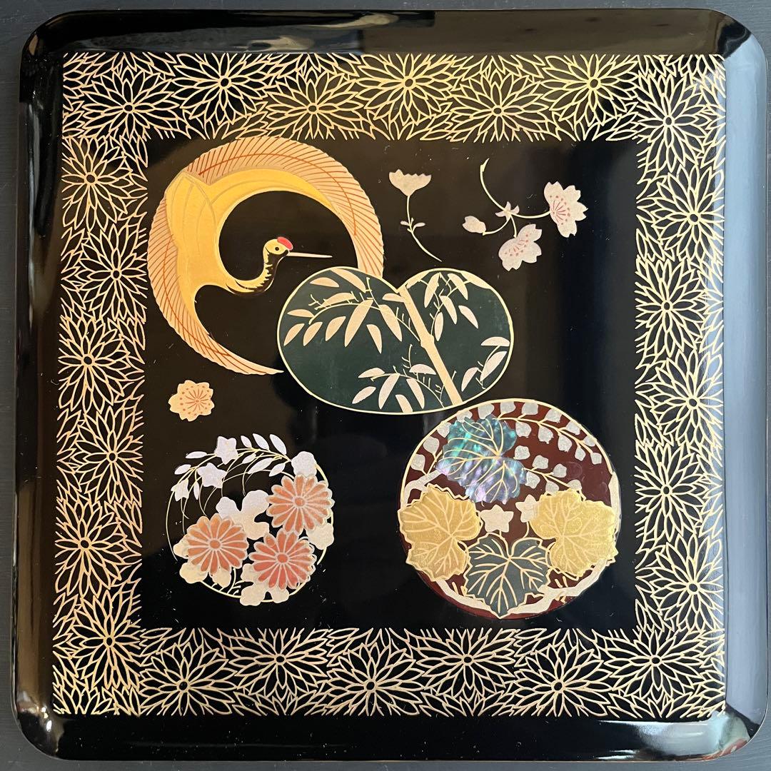 重箱 最高級 四段 重台 金盛 高蒔絵 螺鈿 梨子地 漆共箱 正月 おせち