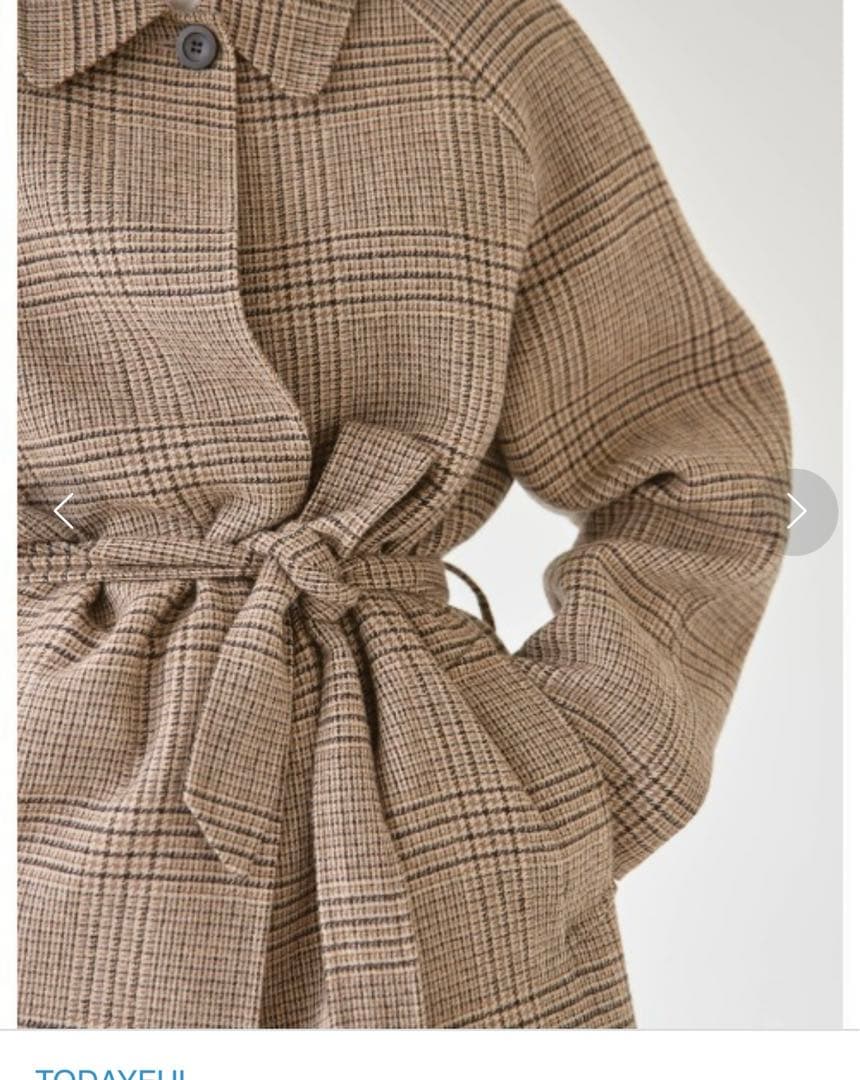 【TODAYFUL】 ベージュステンカラーチェックコート 38