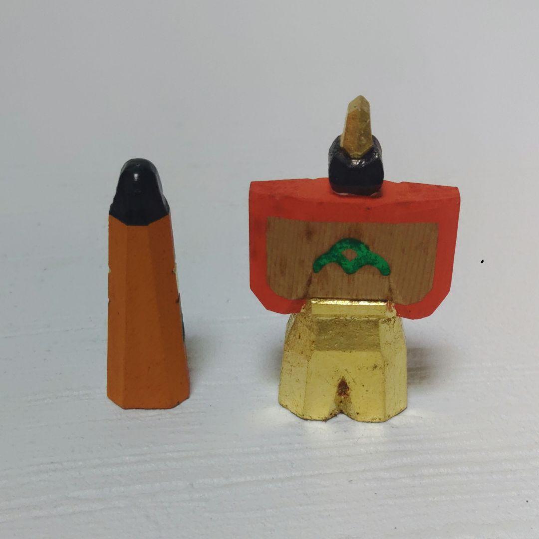 奈良一刀彫　川口神泉　豆雛　木彫　彩色　 立雛　雛人形　イ10